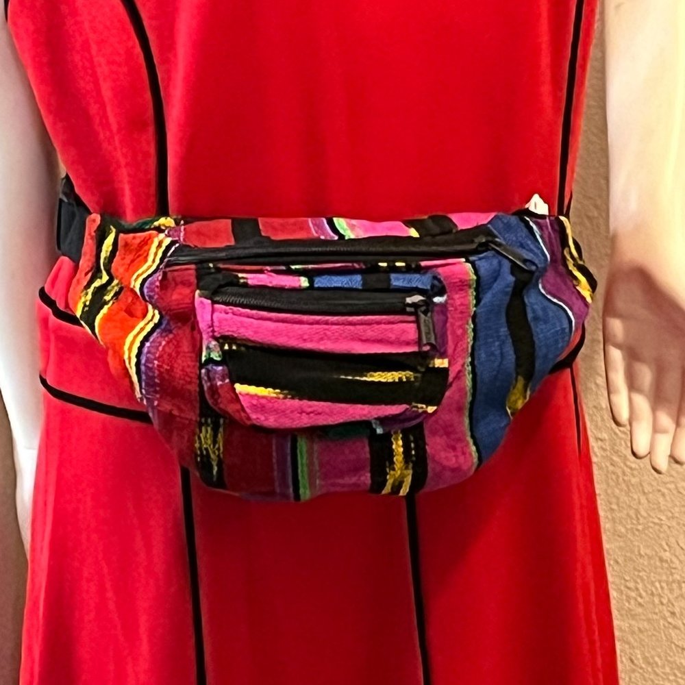 Hand-woven, South American Large 3-Zipper Fanny Pack